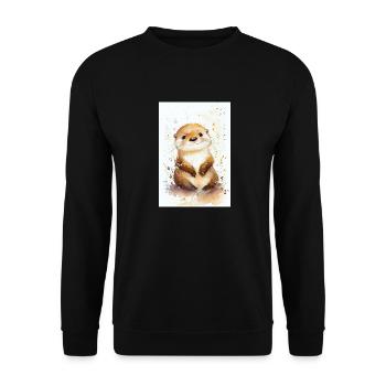Otter Sea Otter Watercolor Cute - Unisex Sweatshirt - black - Front - Alina (178cm) & Michal (187cm)