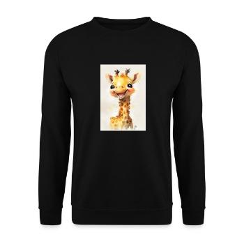 Giraffe Tier Afrika Giraffen Watercolors - Unisex Pullover - Schwarz - Vorne - Alina (178cm) & Michal (187cm)