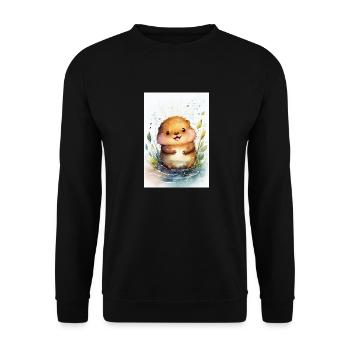 Beaver Animal Watercolor Cute - Unisex Sweatshirt - black - Front - Alina (178cm) & Michal (187cm)