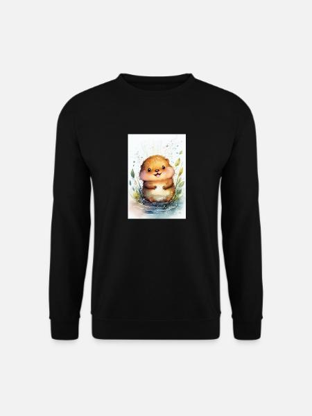 Biber Tier Watercolor Cute - Unisex Pullover - Schwarz