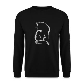 Cat - Unisex Sweatshirt - black - Front - Alina (178cm) & Michal (187cm)