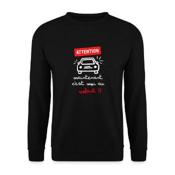 Conduire Cadeau, permis de conduire humoristique - Sweat-shirt Unisexe - noir - Devant - Alina (178cm) & Michal (187cm)