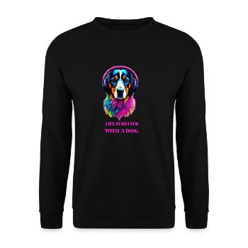 Life is Better with a Dog - Unisex Sweatshirt - black - Front - Alina (178cm) & Michal (187cm)