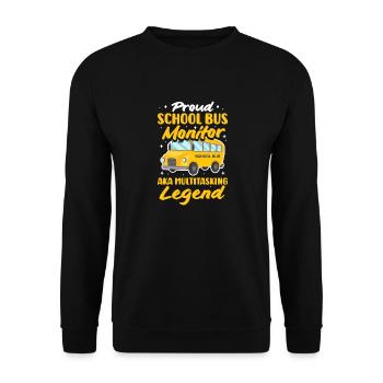 Proud school monitor aka multitasking legend - Unisex Pullover - Schwarz - Vorne - Alina (178cm) & Michal (187cm)