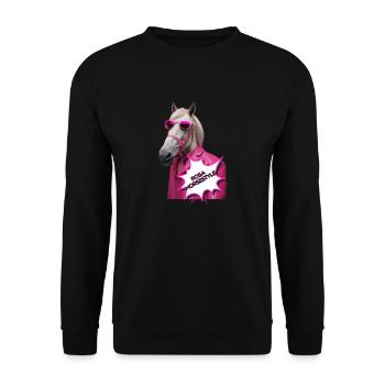 Rosa Horsestyle - Unisex Pullover - Schwarz - Vorne - Alina (178cm) & Michal (187cm)