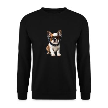 Frenchie Puppy DJ - Unisex Pullover - Schwarz - Vorne - Alina (178cm) & Michal (187cm)