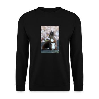Eichhörnchen, Isibat - Unisex Pullover - Schwarz - Vorne - Alina (178cm) & Michal (187cm)