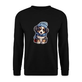 Cute puppy in winter - Unisex Sweatshirt - black - Front - Alina (178cm) & Michal (187cm)