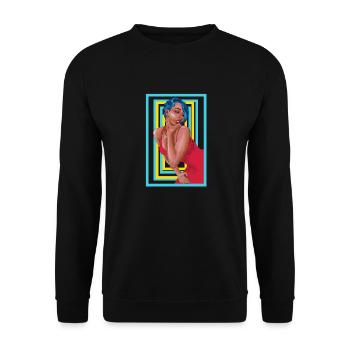 Illustration73 woman in red - Unisex Sweatshirt - black - Front - Alina (178cm) & Michal (187cm)