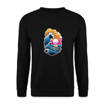 vague - été - vacances - vintage - Sweat-shirt Unisexe - noir - Devant - Alina (178cm) & Michal (187cm)