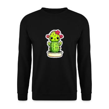 Cute Kawaii Cactus - Unisex Sweatshirt - black - Front - Alina (178cm) & Michal (187cm)