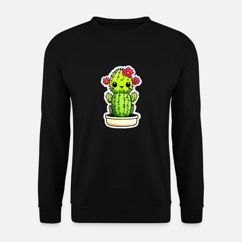 Niedlicher Kawaii-Kaktus - Unisex Pullover - Schwarz