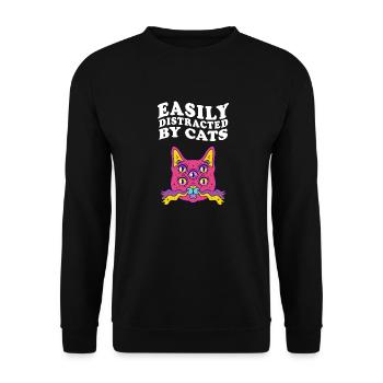 Easily Distracted By Cats Katze Katzen Cat - Unisex Sweatshirt - black - Front - Alina (178cm) & Michal (187cm)