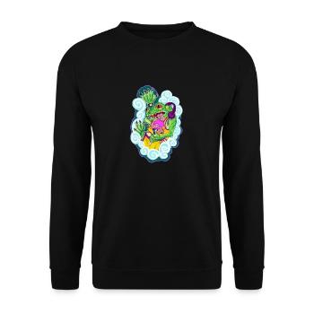 Illustration79 1Frogo 1 - Unisex Sweatshirt - black - Front - Alina (178cm) & Michal (187cm)