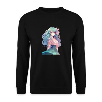 Anime girl with pink hair - Unisex Sweatshirt - black - Front - Alina (178cm) & Michal (187cm)