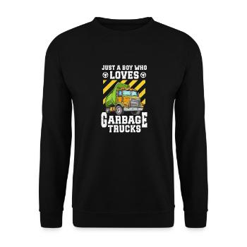 Müllwagen Liebe Müllabfuhr Kind Junge I Geschenk - Unisex Pullover - Schwarz - Vorne - Alina (178cm) & Michal (187cm)