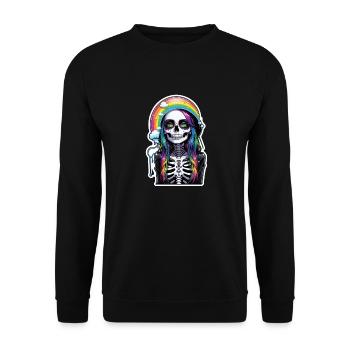 Halloween - Rock & Regenbogen - Unisex Pullover - Schwarz - Vorne - Alina (178cm) & Michal (187cm)