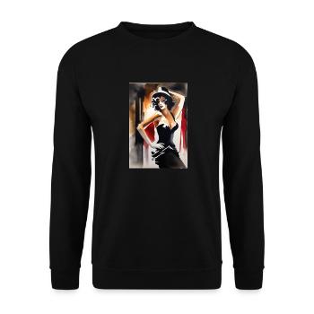 Vintage Burlesque Lady I - Unisex Pullover - Schwarz - Vorne - Alina (178cm) & Michal (187cm)