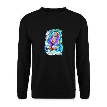 Illustration53 1 Purple girl - Unisex Sweatshirt - black - Front - Alina (178cm) & Michal (187cm)
