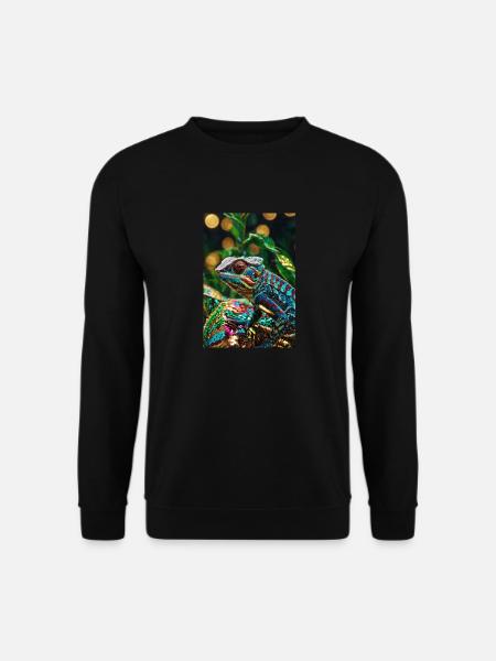 Chamäleon,bunt,pailetten,glänzend,natur - Unisex Pullover - Schwarz