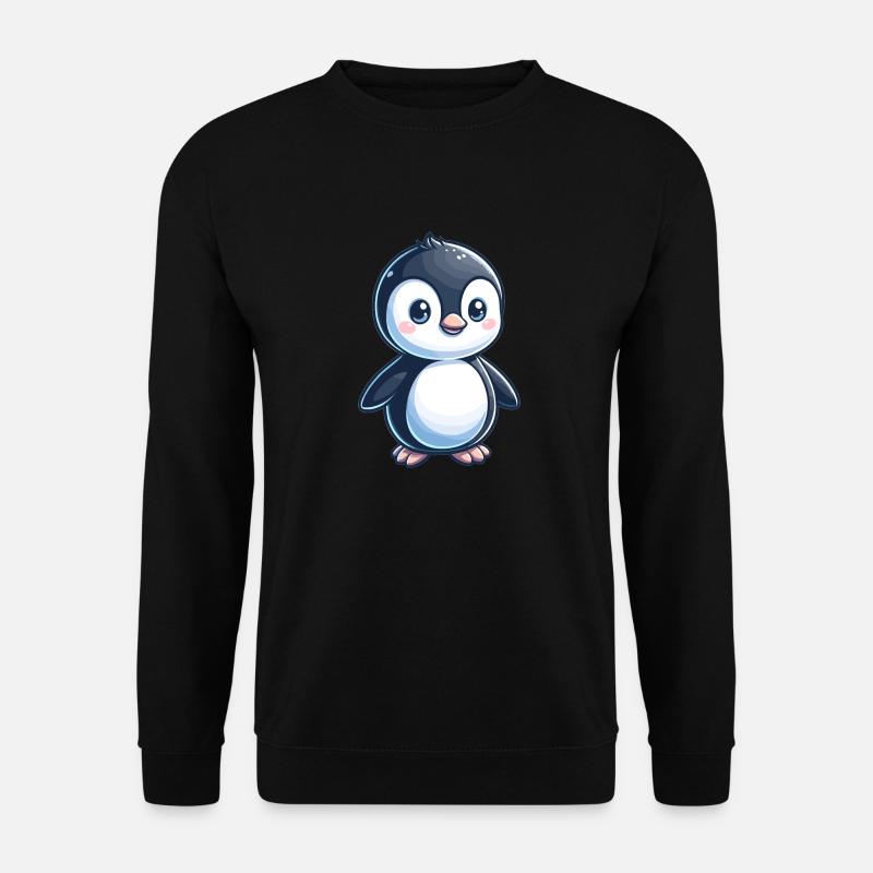 kindlich gestalteter Pinguin - Unisex Pullover - Schwarz