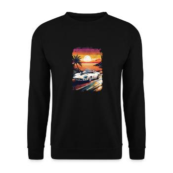 voiture vintage couché de soleil - Sweat-shirt Unisexe - noir - Devant - Alina (178cm) & Michal (187cm)
