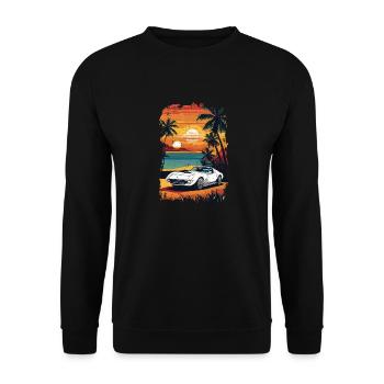 voiture vintage couché de soleil - Sweat-shirt Unisexe - noir - Devant - Alina (178cm) & Michal (187cm)