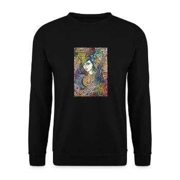 Mosaik Kunstwerk - Unisex Pullover - Schwarz - Vorne - Alina (178cm) & Michal (187cm)