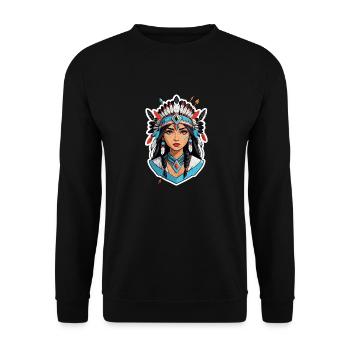 Indian- Native American - USA - Unisex Sweatshirt - black - Front - Alina (178cm) & Michal (187cm)