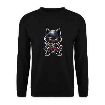 Ninja Cat - Samurai Kitten - Unisex Sweatshirt - black - Front - Alina (178cm) & Michal (187cm)