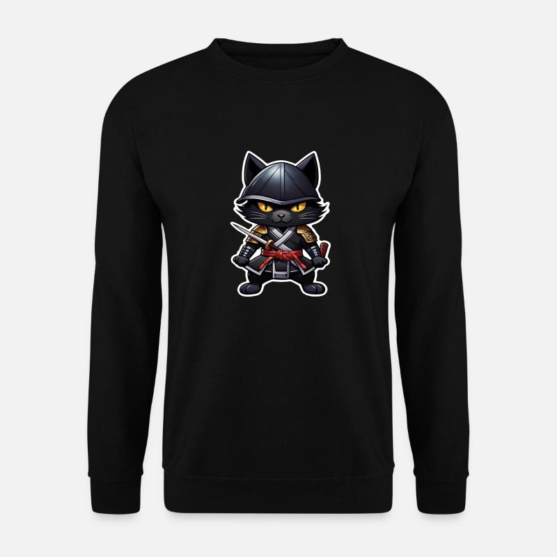 Ninja Cat - Samurai Kitten - Unisex Sweatshirt - black
