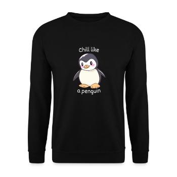 Chill like a Penguin - Unisex Pullover - Schwarz - Vorne - Alina (178cm) & Michal (187cm)