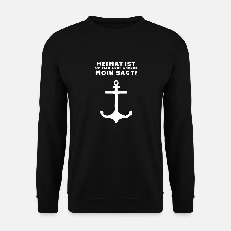 Heimat Zuhause Moin sagt Möwe Meer Nordlicht - Unisex Pullover - Schwarz