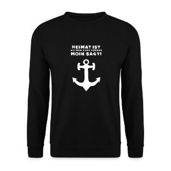 Home Evening Moin says Seagull Sea Northern Lights - Unisex Sweatshirt - black - Front - Alina (178cm) & Michal (187cm)