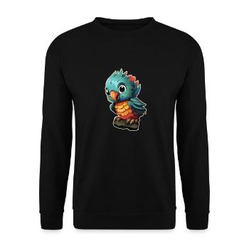 Cartoon Parrot - Unisex Sweatshirt - black - Front - Alina (178cm) & Michal (187cm)