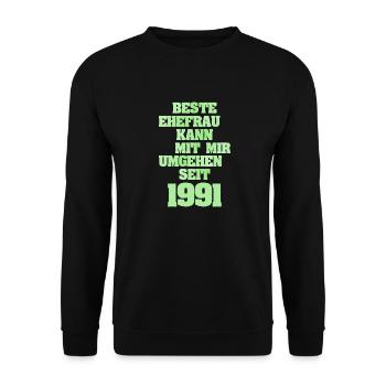 Ehe 1991 - Unisex Pullover - Schwarz - Vorne - Alina (178cm) & Michal (187cm)