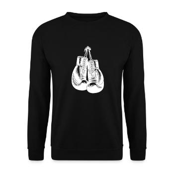 Gants de boxe classiques dans le style d’un boxeur vintage - Sweat-shirt Unisexe - noir - Devant - Alina (178cm) & Michal (187cm)