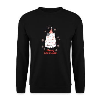 Geschmückte Katze - Unisex Pullover - Schwarz - Vorne - Alina (178cm) & Michal (187cm)