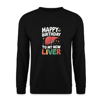 Feiere den 1. Geburtstag deines Lebensretters - Unisex Pullover - Schwarz - Vorne - Alina (178cm) & Michal (187cm)