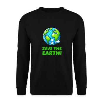 Earth Planet Save the Earth - Unisex Sweatshirt - black - Front - Alina (178cm) & Michal (187cm)