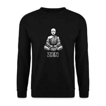 Moine assis en méditation - ZEN Design - Sweat-shirt Unisexe - noir - Devant - Alina (178cm) & Michal (187cm)