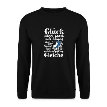 Glück kann man nicht kaufen, aber einen Strandkorb - Unisex Pullover - Schwarz - Vorne - Alina (178cm) & Michal (187cm)