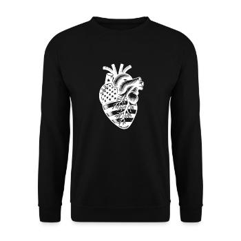 Patriotisches USA Nationalflaggen Herz - Unisex Pullover - Schwarz - Vorne - Alina (178cm) & Michal (187cm)