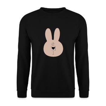 Lapin Lapin Dessin animé Petit Animal Mignon - Sweat-shirt Unisexe - noir - Devant - Alina (178cm) & Michal (187cm)