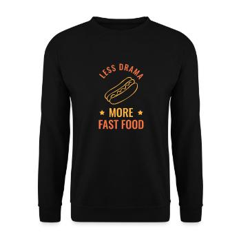 Burger Fast Food Essen Geschenk Spruch Lustiges - Unisex Pullover - Schwarz - Vorne - Alina (178cm) & Michal (187cm)