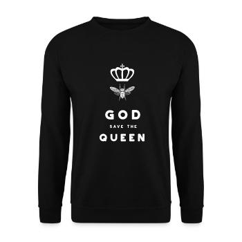 God Save The Queen Bee. Lustige Sprüche. Biene. - Unisex Pullover - Schwarz - Vorne - Alina (178cm) & Michal (187cm)