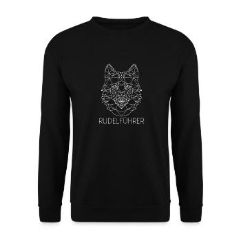 Rudelführer - JGA Junggesellenabschied Wolf Team - Unisex Pullover - Schwarz - Vorne - Alina (178cm) & Michal (187cm)