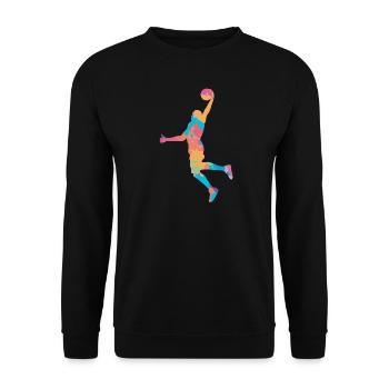 Dunking Basketball Players Basketball multicolored - Unisex Sweatshirt - black - Front - Alina (178cm) & Michal (187cm)