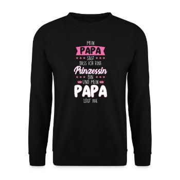 Tochter Papa Vater Geschenk - Unisex Pullover - Schwarz - Vorne - Alina (178cm) & Michal (187cm)