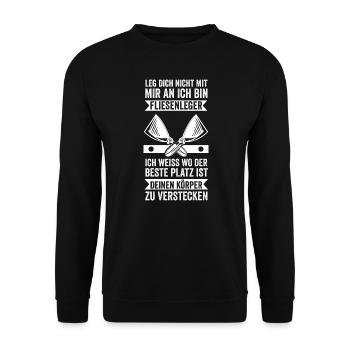 Fliesenleger Beruf Plattenleger Geschenk - Unisex Pullover - Schwarz - Vorne - Alina (178cm) & Michal (187cm)